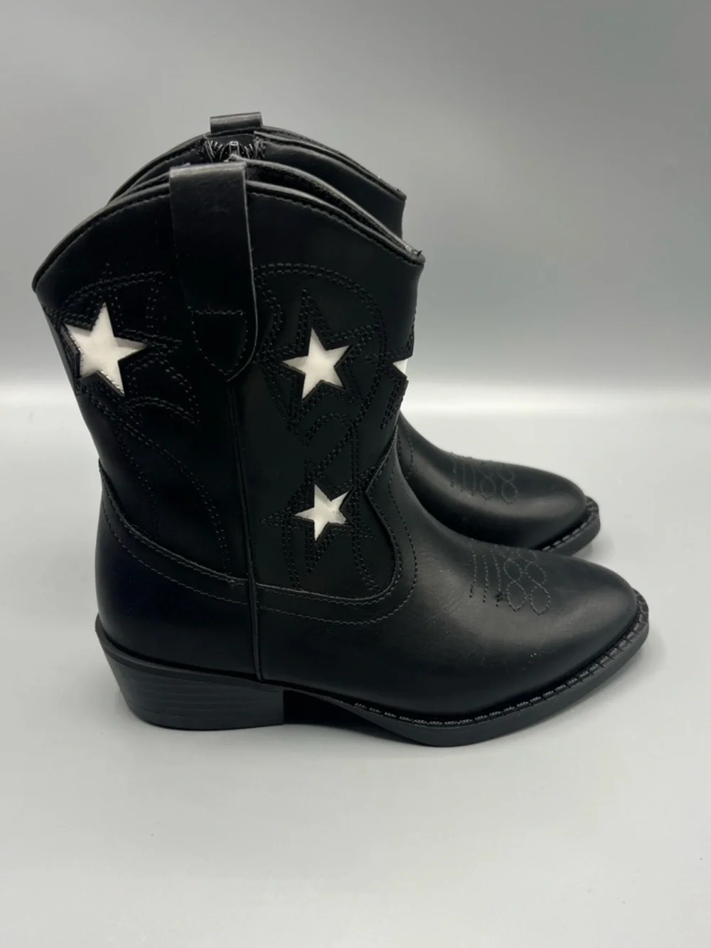 Wonder Nation Girls Star Western Black Cowgirl Boots NWT